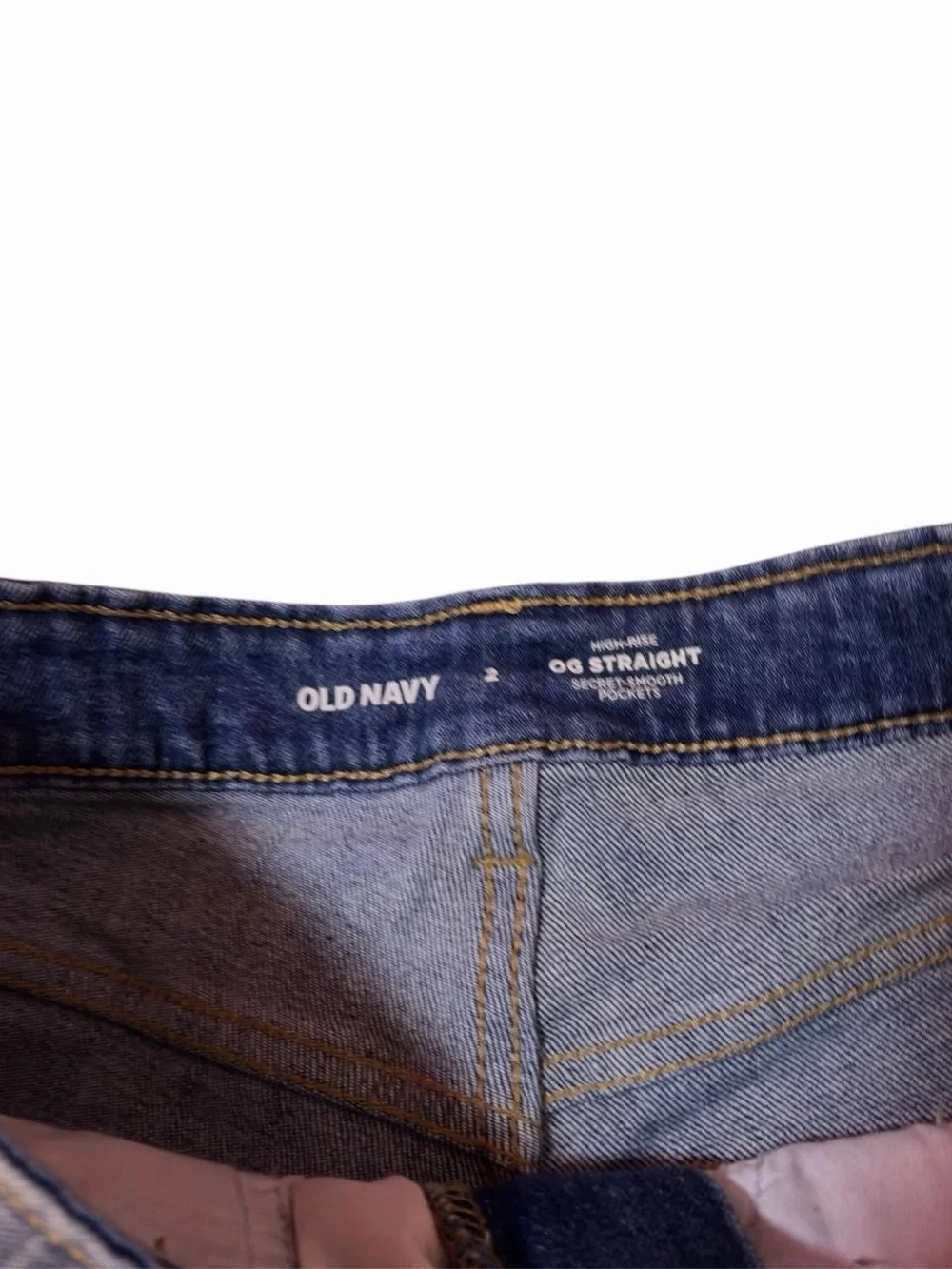 Old Navy OG Straight high rise distressed denim cutoff shorts medium wash raw
